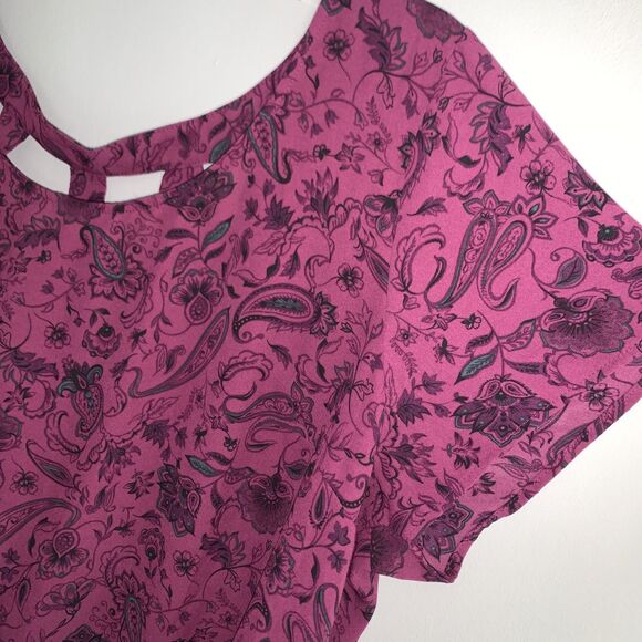 Torrid Pasiley Print Cage Back Purple And Black Blouse Size 2XL - Picture 5 of 9